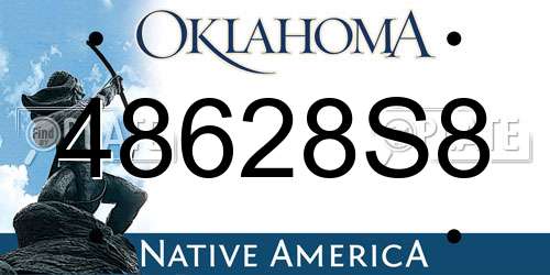 48628S8 Oklahoma License Plate