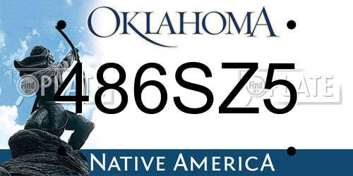 486SZ5 Oklahoma License Plate