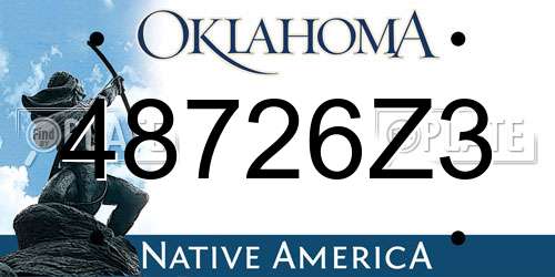 48726Z3 Oklahoma License Plate
