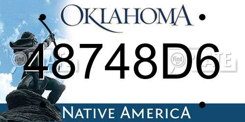 48748D6 Oklahoma License Plate