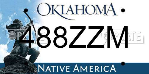 488ZZM Oklahoma License Plate