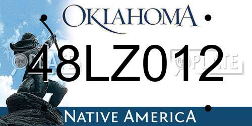 48LZ012 Oklahoma License Plate
