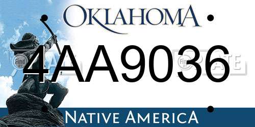 4AA9036 Oklahoma License Plate