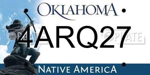 4ARQ27 Oklahoma License Plate