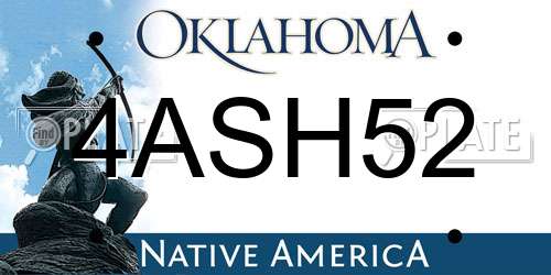4ASH52 Oklahoma License Plate