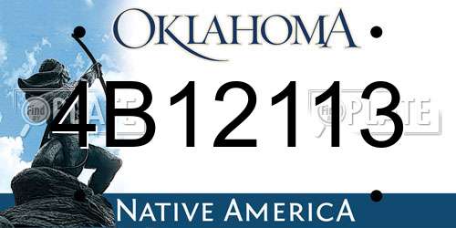 4B12113 Oklahoma License Plate