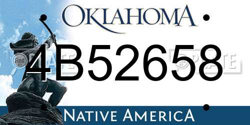4B52658 Oklahoma License Plate