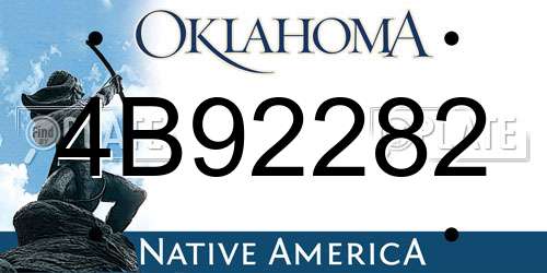 4B92282 Oklahoma License Plate