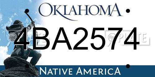 4BA2574 Oklahoma License Plate