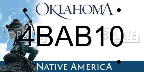 4BAB10 Oklahoma License Plate