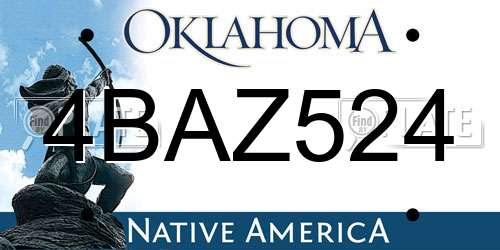 4BAZ524 Oklahoma License Plate