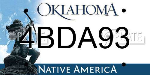 4BDA93 Oklahoma License Plate