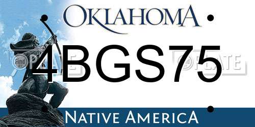 4BGS75 Oklahoma License Plate