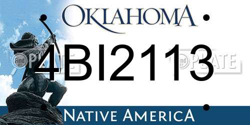 4BI2113 Oklahoma License Plate