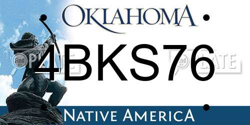 4BKS76 Oklahoma License Plate