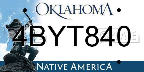 4BYT840 Oklahoma License Plate