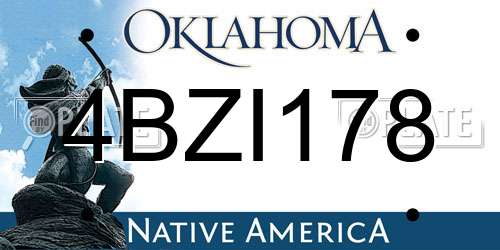 4BZI178 Oklahoma License Plate