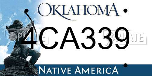 4CA339 Oklahoma License Plate