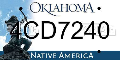 4CD7240 Oklahoma License Plate