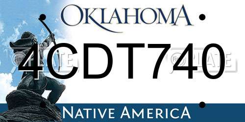 4CDT740 Oklahoma License Plate