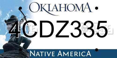 4CDZ335 Oklahoma License Plate