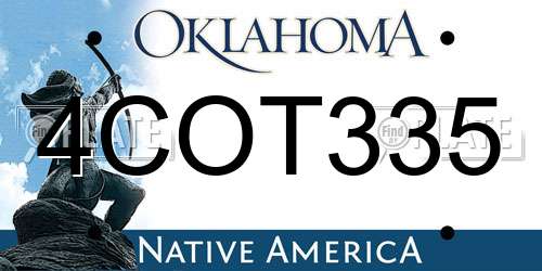 4COT335 Oklahoma License Plate