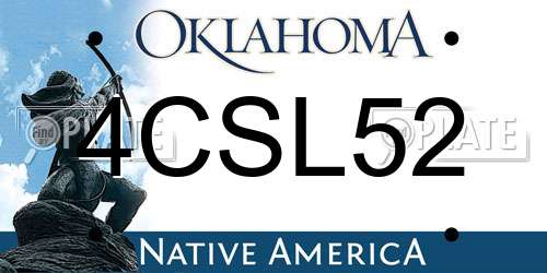 4CSL52 Oklahoma License Plate