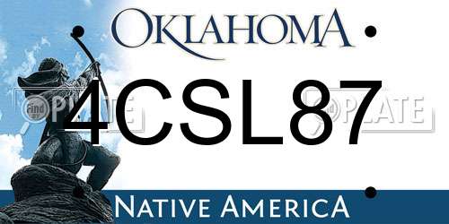 4CSL87 Oklahoma License Plate
