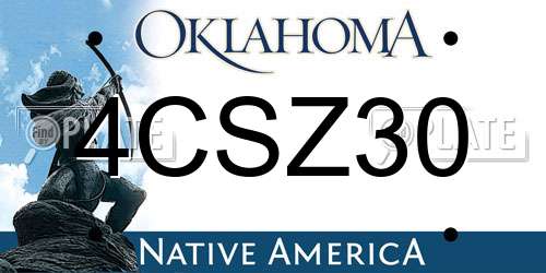 4CSZ30 Oklahoma License Plate