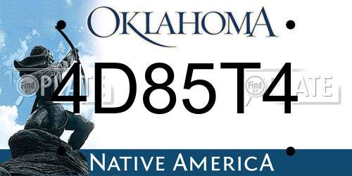 4D85T4 Oklahoma License Plate
