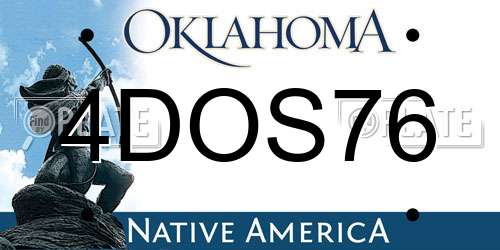 4DOS76 Oklahoma License Plate