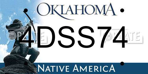 4DSS74 Oklahoma License Plate