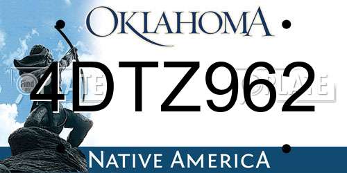 4DTZ962 Oklahoma License Plate