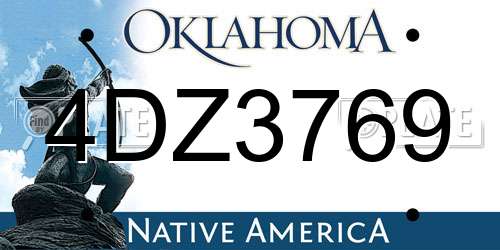 4DZ3769 Oklahoma License Plate