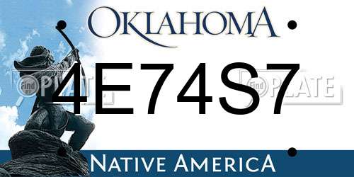 4E74S7 Oklahoma License Plate