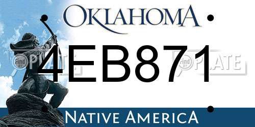 4EB871 Oklahoma License Plate
