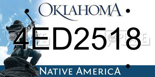 4ED2518 Oklahoma License Plate
