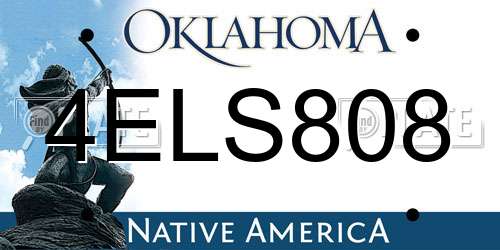 4ELS808 Oklahoma License Plate