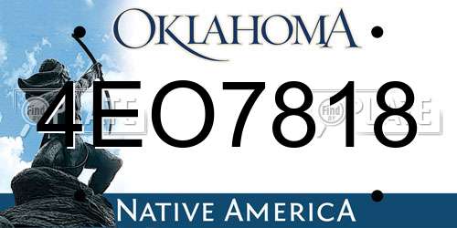 4EO7818 Oklahoma License Plate