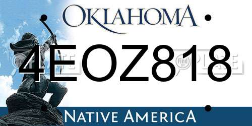 4EOZ818 Oklahoma License Plate