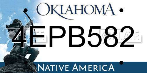 4EPB582 Oklahoma License Plate
