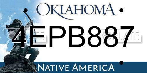 4EPB887 Oklahoma License Plate