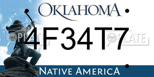 4F34T7 Oklahoma License Plate