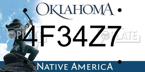 4F34Z7 Oklahoma License Plate