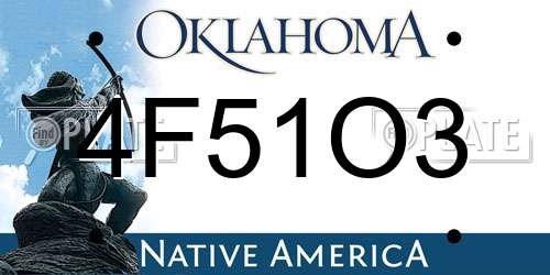 4F51O3 Oklahoma License Plate