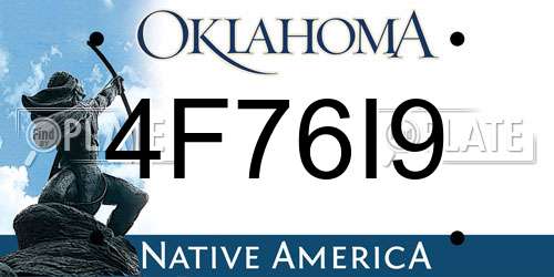4F76I9 Oklahoma License Plate