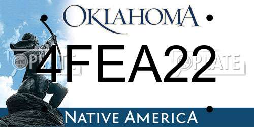 4FEA22 Oklahoma License Plate