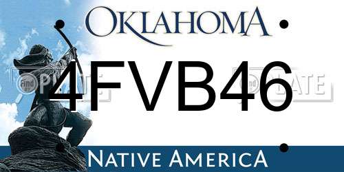 4FVB46 Oklahoma License Plate