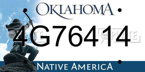4G76414 Oklahoma License Plate