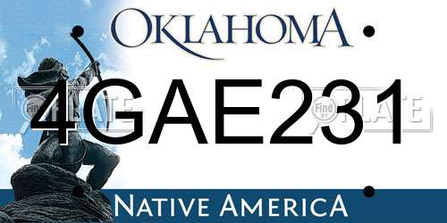 4GAE231 Oklahoma License Plate